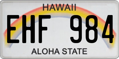 HI license plate EHF984