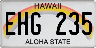 HI license plate EHG235