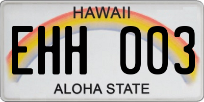HI license plate EHH003
