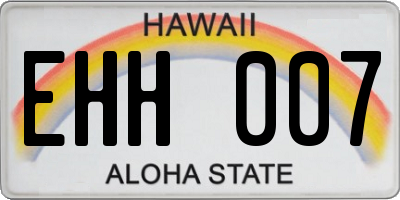 HI license plate EHH007