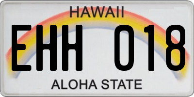 HI license plate EHH018