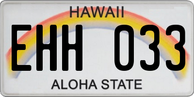 HI license plate EHH033