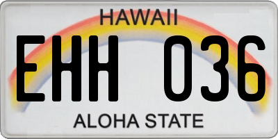 HI license plate EHH036