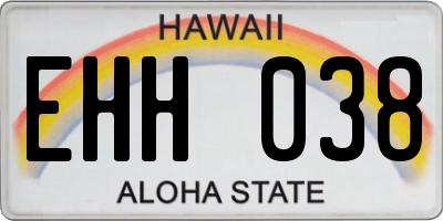 HI license plate EHH038