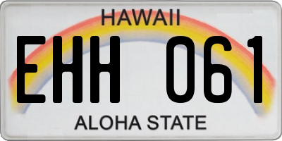 HI license plate EHH061
