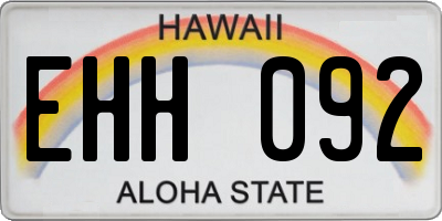 HI license plate EHH092