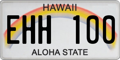 HI license plate EHH100