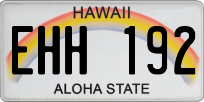 HI license plate EHH192