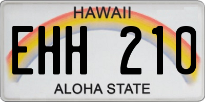 HI license plate EHH210