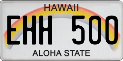 HI license plate EHH500