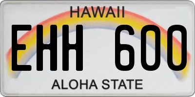 HI license plate EHH600