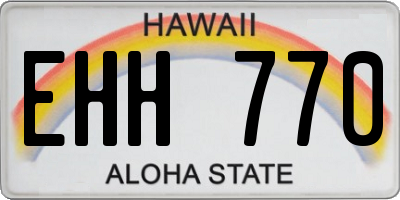 HI license plate EHH770