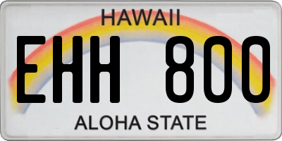 HI license plate EHH800