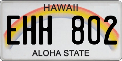 HI license plate EHH802