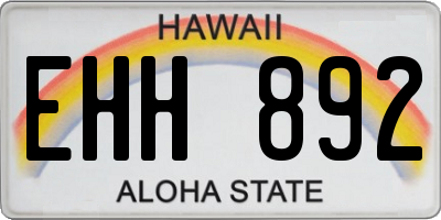 HI license plate EHH892