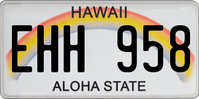 HI license plate EHH958