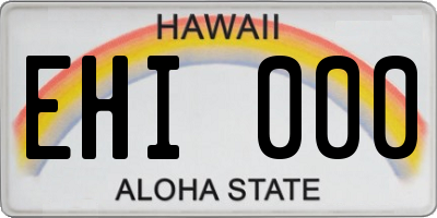 HI license plate EHI000