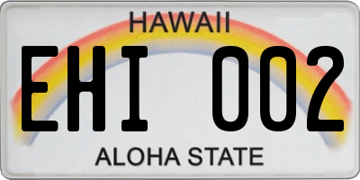 HI license plate EHI002