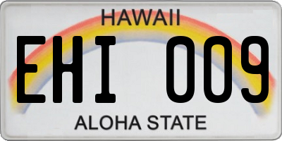 HI license plate EHI009