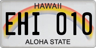 HI license plate EHI010