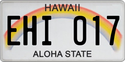 HI license plate EHI017