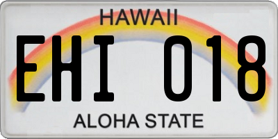 HI license plate EHI018