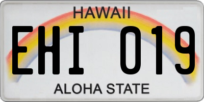 HI license plate EHI019