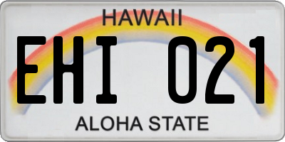 HI license plate EHI021