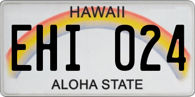 HI license plate EHI024
