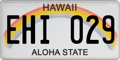 HI license plate EHI029