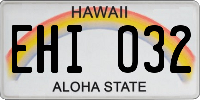 HI license plate EHI032