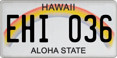 HI license plate EHI036