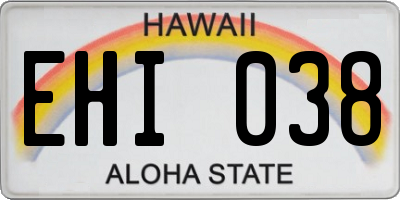 HI license plate EHI038