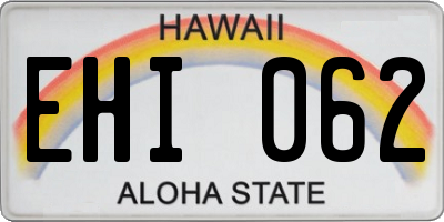 HI license plate EHI062