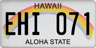 HI license plate EHI071