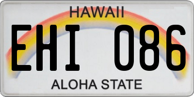 HI license plate EHI086