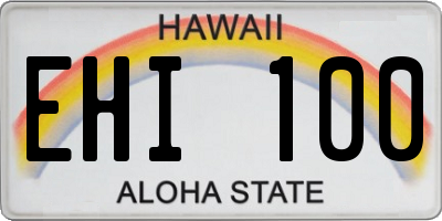 HI license plate EHI100