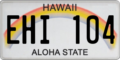 HI license plate EHI104
