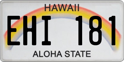 HI license plate EHI181