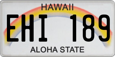 HI license plate EHI189