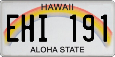 HI license plate EHI191