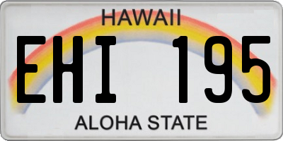 HI license plate EHI195