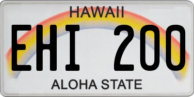 HI license plate EHI200