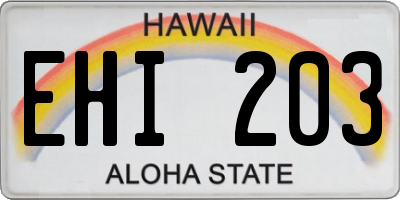 HI license plate EHI203