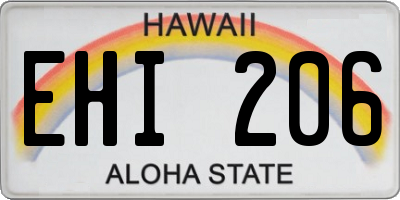 HI license plate EHI206