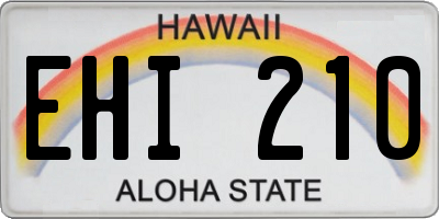 HI license plate EHI210