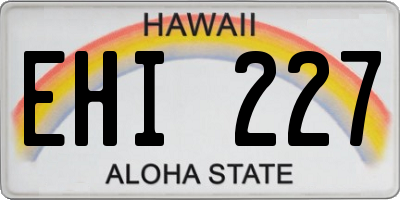 HI license plate EHI227