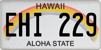 HI license plate EHI229