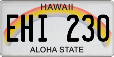 HI license plate EHI230
