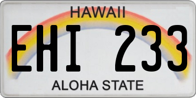 HI license plate EHI233